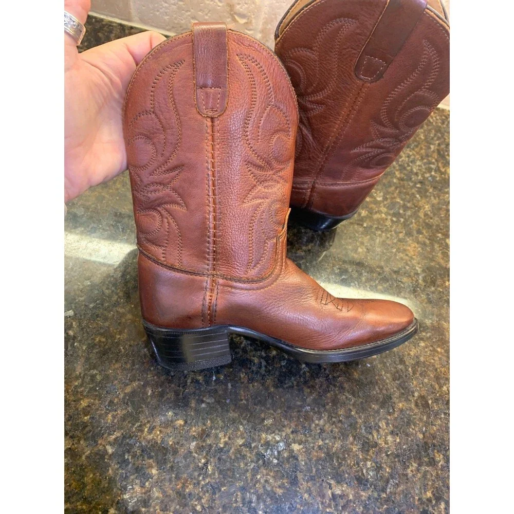 Dan Post Unisex Kids Brown Leather Boots Size 4 1/2 GUC